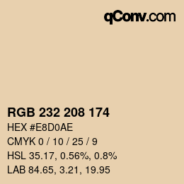 Color code: RGB 232 208 174 | qconv.com