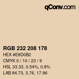 Color code: RGB 232 208 178 | qconv.com