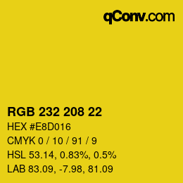 Color code: RGB 232 208 22 | qconv.com