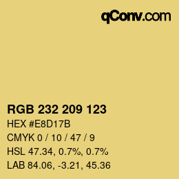 Color code: RGB 232 209 123 | qconv.com