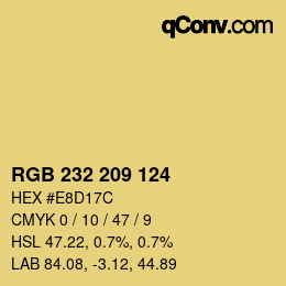 Color code: RGB 232 209 124 | qconv.com