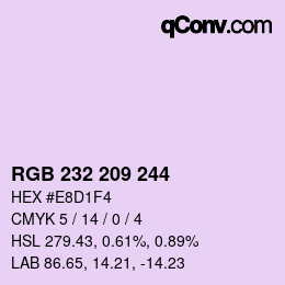 Color code: RGB 232 209 244 | qconv.com