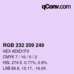 Color code: RGB 232 209 249 | qconv.com