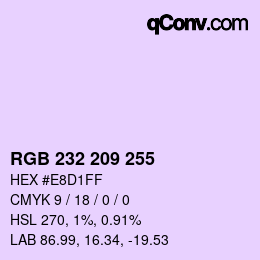 Color code: RGB 232 209 255 | qconv.com