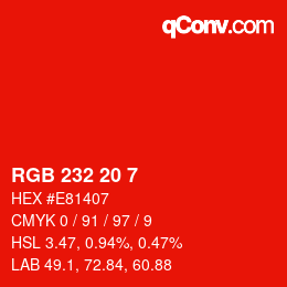 Color code: RGB 232 20 7 | qconv.com