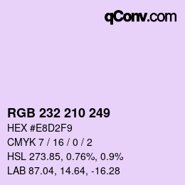 カラーコード: RGB 232 210 249 | qconv.com