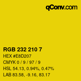 カラーコード: RGB 232 210 7 | qconv.com