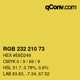 Color code: RGB 232 210 73 | qconv.com