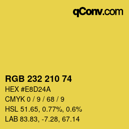 Color code: RGB 232 210 74 | qconv.com