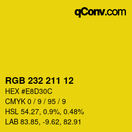 Color code: RGB 232 211 12 | qconv.com