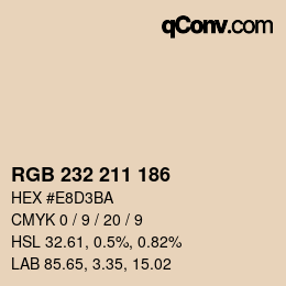 Color code: RGB 232 211 186 | qconv.com