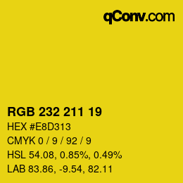 Color code: RGB 232 211 19 | qconv.com