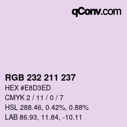 Color code: RGB 232 211 237 | qconv.com
