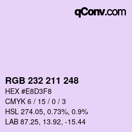 カラーコード: RGB 232 211 248 | qconv.com