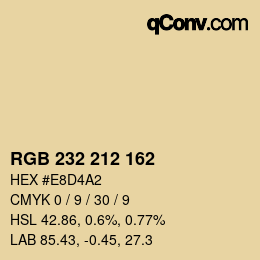Color code: RGB 232 212 162 | qconv.com