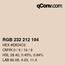 Color code: RGB 232 212 194 | qconv.com