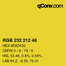 Color code: RGB 232 212 48 | qconv.com