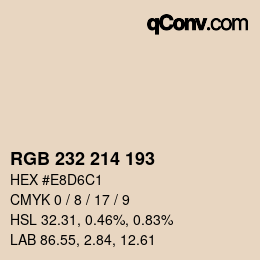 Color code: RGB 232 214 193 | qconv.com