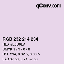 カラーコード: RGB 232 214 234 | qconv.com