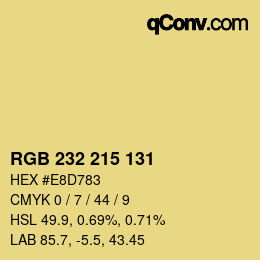 Color code: RGB 232 215 131 | qconv.com