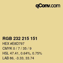 Color code: RGB 232 215 151 | qconv.com