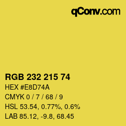 カラーコード: RGB 232 215 74 | qconv.com