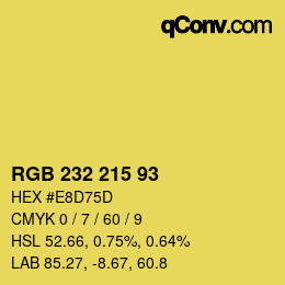 Color code: RGB 232 215 93 | qconv.com
