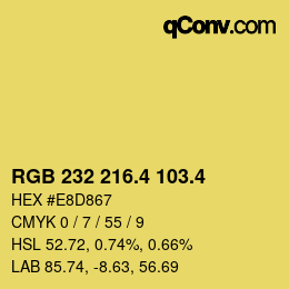 カラーコード: RGB 232 216.4 103.4 | qconv.com