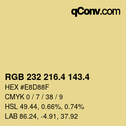 カラーコード: RGB 232 216.4 143.4 | qconv.com