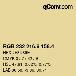 カラーコード: RGB 232 216.8 158.4 | qconv.com