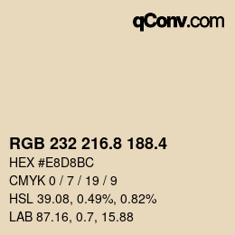 カラーコード: RGB 232 216.8 188.4 | qconv.com