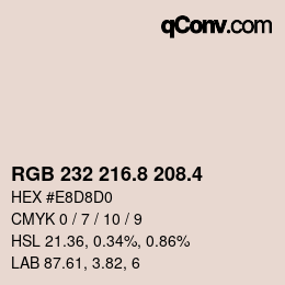 カラーコード: RGB 232 216.8 208.4 | qconv.com