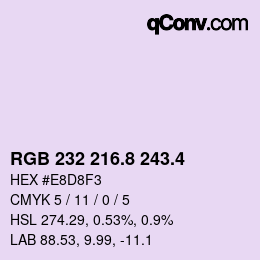 カラーコード: RGB 232 216.8 243.4 | qconv.com