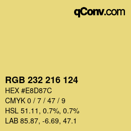 Color code: RGB 232 216 124 | qconv.com