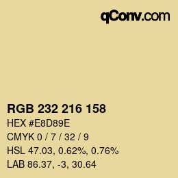 カラーコード: RGB 232 216 158 | qconv.com
