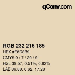 Color code: RGB 232 216 185 | qconv.com