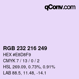 Color code: RGB 232 216 249 | qconv.com