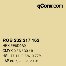 カラーコード: RGB 232 217 162 | qconv.com