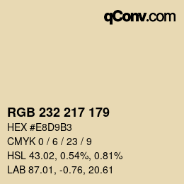 Color code: RGB 232 217 179 | qconv.com