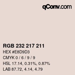 Color code: RGB 232 217 211 | qconv.com