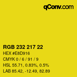 Color code: RGB 232 217 22 | qconv.com