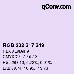 Color code: RGB 232 217 249 | qconv.com
