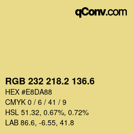 カラーコード: RGB 232 218.2 136.6 | qconv.com