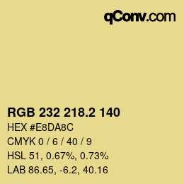 カラーコード: RGB 232 218.2 140 | qconv.com