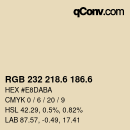 カラーコード: RGB 232 218.6 186.6 | qconv.com