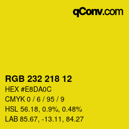 Color code: RGB 232 218 12 | qconv.com