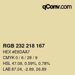 Color code: RGB 232 218 167 | qconv.com
