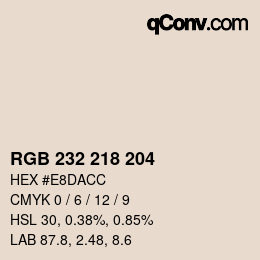 Color code: RGB 232 218 204 | qconv.com