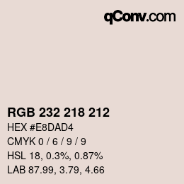 颜色代码: RGB 232 218 212 | qconv.com