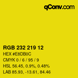Color code: RGB 232 219 12 | qconv.com